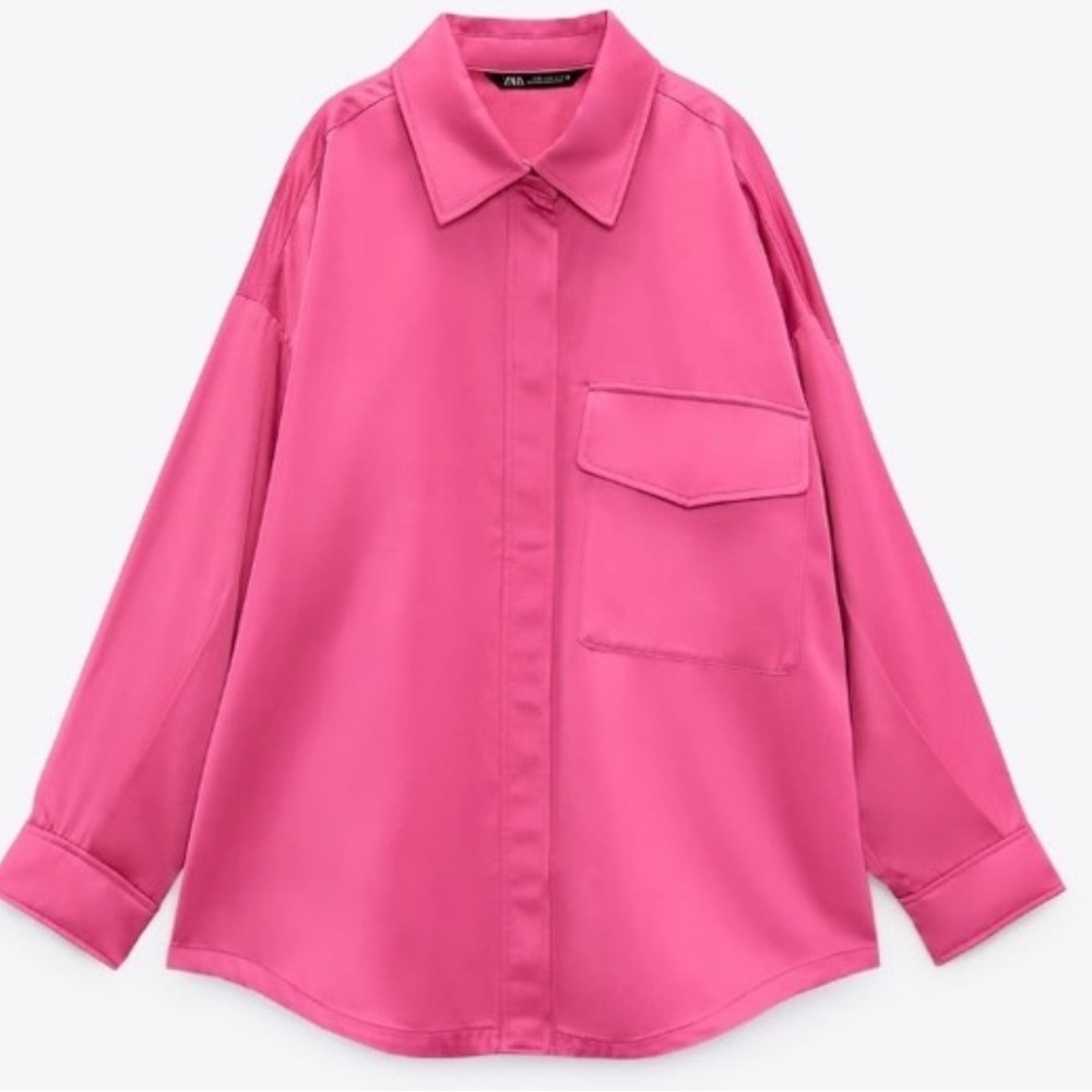 Zara Satin Pink Shirt and Shorts Set - Picture 2 of 3